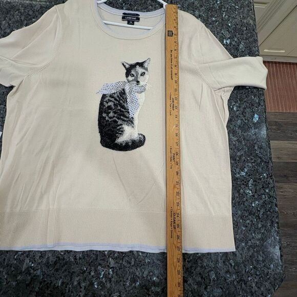 Lands’ End Women’s Sweater Size 2X – Cat Graphic Supima Cotton Pullover - Picture 5 of 9